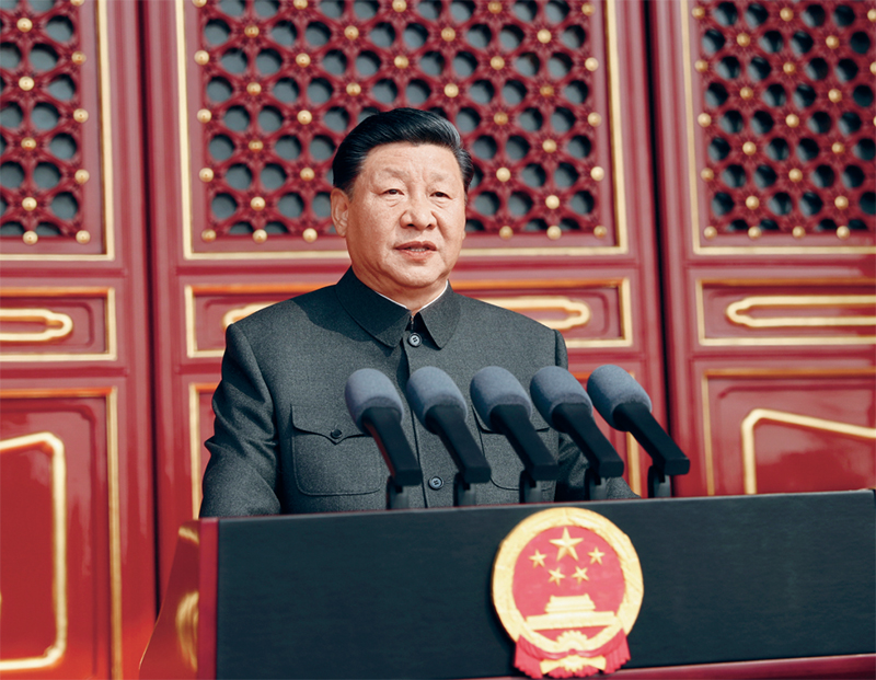2019年10月1日，慶祝中華人民共和國成立70周年大會在北京天安門廣場隆重舉行。中共中央總書記、國家主席、中央軍委主席習(xí)近平發(fā)表重要講話。 新華社記者 鞠鵬/攝